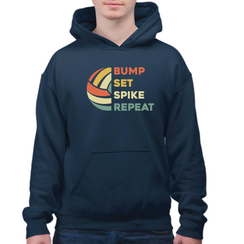 Girls Volleyball Gift Bump Set Spike Repeat Blue Purple Perfect Gift Idea Navy and Muticolor Unisex Hoodie Girls Volleyball Gift Bump Set Spike Repeat Blue Purple Perfect Gift Idea Navy and Muticolor Unisex Hoodie