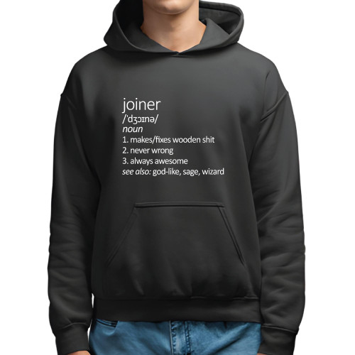 Men Carpenter Woodwork Gift for Job Hobbyists Cool Joke Idea for Builders and Joiners Black and Muticolor Unisex Hoodie
