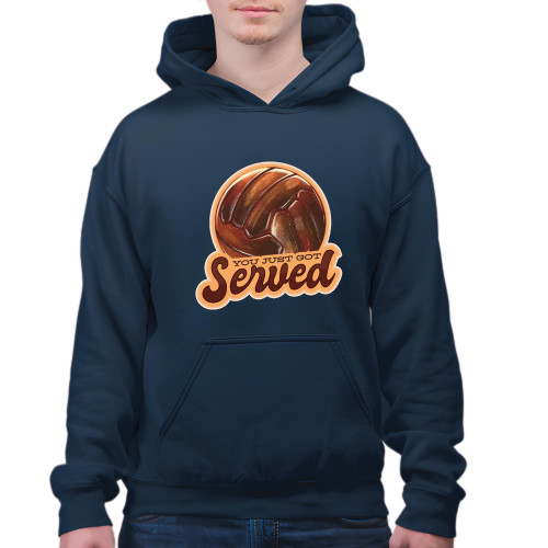Volleyball Gift for Sports Fans Realistic Volleyball with Quote You Just Got Served Navy and Muticolor Unisex Hoodie Volleyball Gift for Sports Fans Realistic Volleyball with Quote You Just Got Served Navy and Muticolor Unisex Hoodie