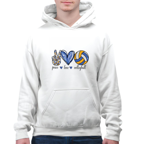 Volleyball Peace Love for Volleyball Lover White and Muticolor Unisex Hoodie Volleyball Peace Love for Volleyball Lover White and Muticolor Unisex Hoodie