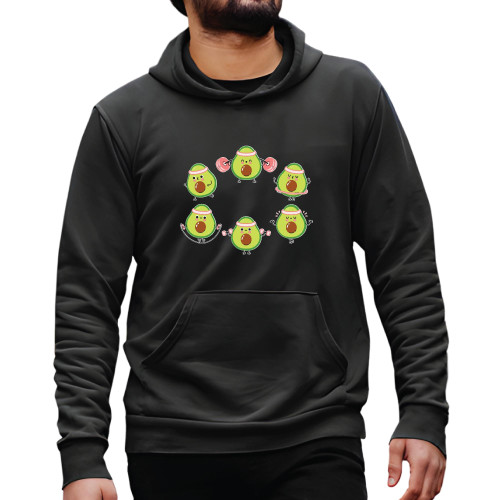Avocado Sport Gift Cute Gym HoodieSuitable for Vegan Vegetarian Fitness Workouts Black and Muticolor Unisex Hoodie