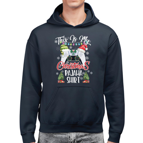 Christmas Gift for Gamer Santa Hat Video Game Fans Black and Muticolor Unisex Hoodie Christmas Gift for Gamer Santa Hat Video Game Fans Black and Muticolor Unisex Hoodie