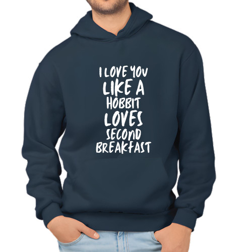 Funny Quote Gift for Tolkien Fans Second Breakfasts and Hobbits Navy and Muticolor Unisex Hoodie Funny Quote Gift for Tolkien Fans Second Breakfasts and Hobbits Navy and Muticolor Unisex Hoodie