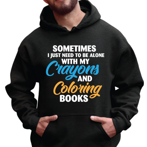 Gift for Book and Crayon Lovers Perfect for Quiet Time Black and Muticolor Unisex Hoodie