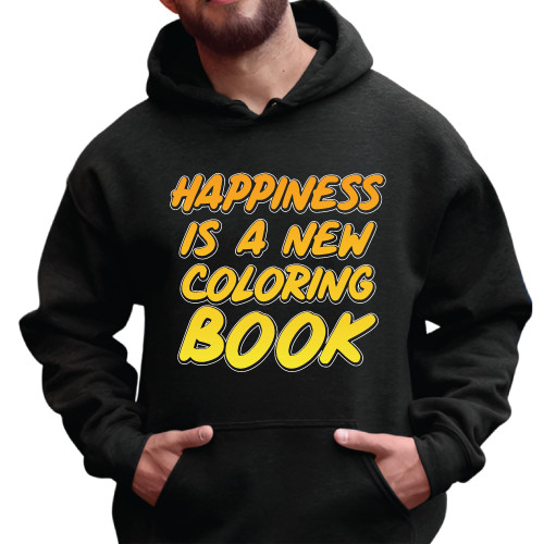 Gift Idea for Kids Happiness is a Book Crayons Black and Muticolor Unisex Hoodie