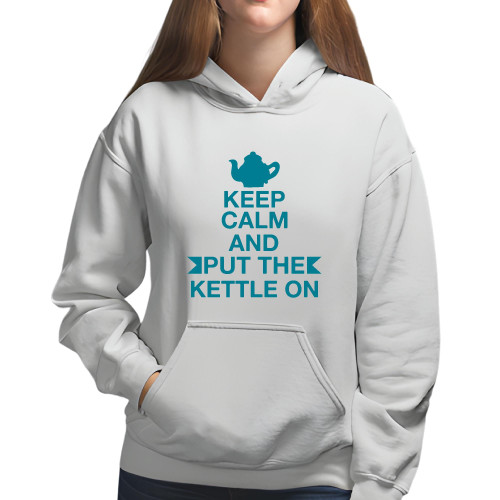 Gift Idea Tea Lovers Keeping Calm Gift Tea Kettle Gray and Muticolor Unisex Hoodie