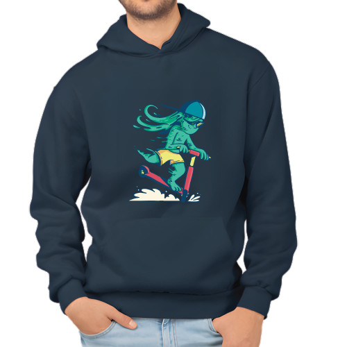 Girl Booger Scooter Gift Idea Fun Scooter for Kids and Teens Navy and Muticolor Unisex Hoodie