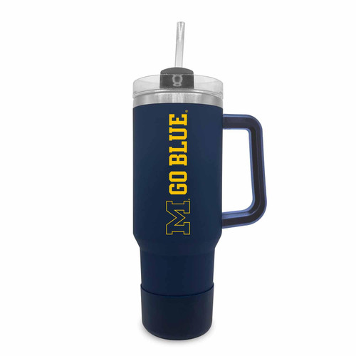 Campus Colors College & University 40 oz Travel Tumbler With Handle - Dual Option Lid With Straw - Vacuum Insulated Stainless Steel (Michigan Wolverines - Blue) Campus Colors College & University 40 oz Travel Tumbler With Handle - Dual Option Lid With Straw - Vacuum Insulated Stainless Steel (Michigan Wolverines - Blue)