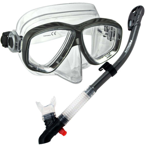 Snorkeling Purge Mask and Dry Snorkel Set, 285890-Titanium