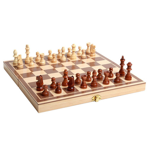 Folding Chess Set, 11.4" Chess Board Game for Adults and Kids, Wooden Foldable Chess Set with Game Pieces Storage Slots, Chess Board Game Set for Travel