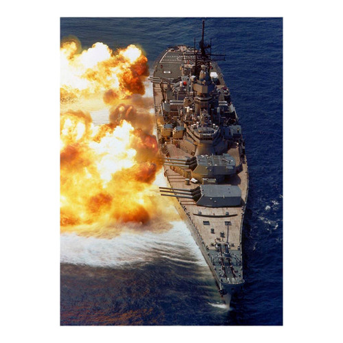 Puzzle Rabbit - 1000 Piece Multicolor Jigsaw Puzzle - Battleship USS Iowa (BB-61) Firing its Mark 7 16-inch/50-caliber Guns