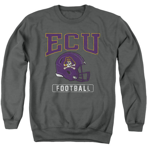 East Carolina University ECU Official Football Helmet Unisex Adult Crewneck Sweatshirt,Charcoal, Large