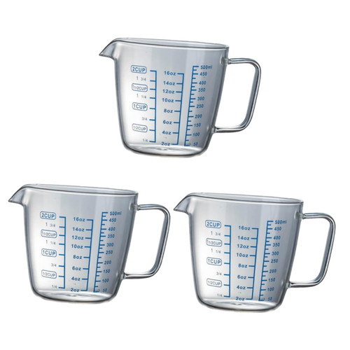 Zerodeko 3pcs Glass Measuring Cups Measuring Mixing Cup Clear Measuring Cup Measuring Jugs Cup Measurement Liquid Measuring Cups Glass Measuring Cup with Scale High Borosilicate Milk Cup