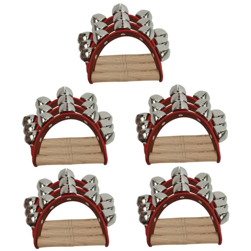 ibasenice 15 Pcs Five Bell Leather Hand Bell Kids Handbell Shaking Bells Toy Musical Instruments Metal Jingles Bells Funny Tambourines Musical Party Props Kids Jingle Bell Semicircle Rattle