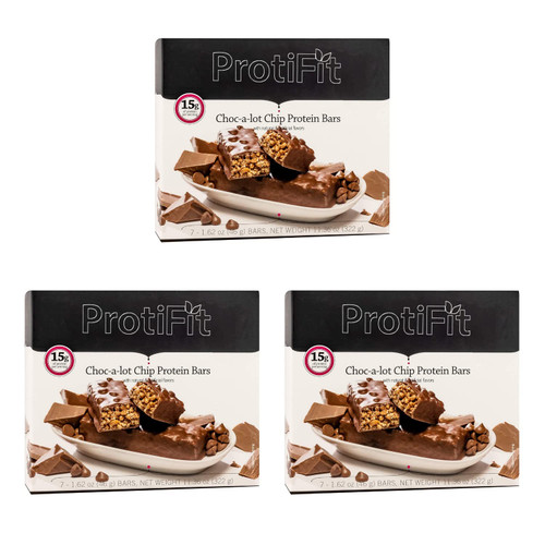 PROTIFIT - Low Calorie Chocolate Crisp Protein Bar 3 Pack, High Protein, 15g Protein, Low Carb, Low Sugar, Ideal Protein Compatible, 7 Servings Per Box, (3 Pack)