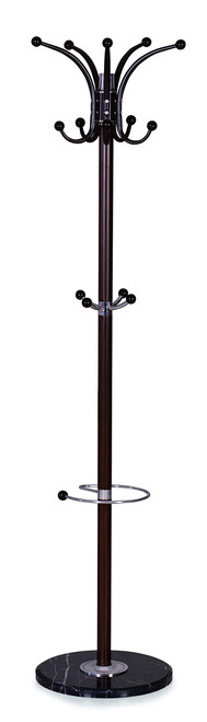 UW UNIWARE THE NAME YOU TRUST 70 Inch High Heavy Duty Metal Coat Rack with PVC Coated with Umbrella Stand, 14 Hooks, Stable Marble Base Stand, Brown (Brown)