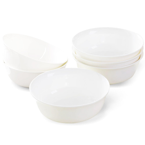Gang Rinpoche Bowls Sets, 20 oz Fine Bone China Over 45%, 6pcs White Porcelain Bowls for Soup, Lightweight Ceramics Dinnerware Set with Dishwasher & Microwave Safe