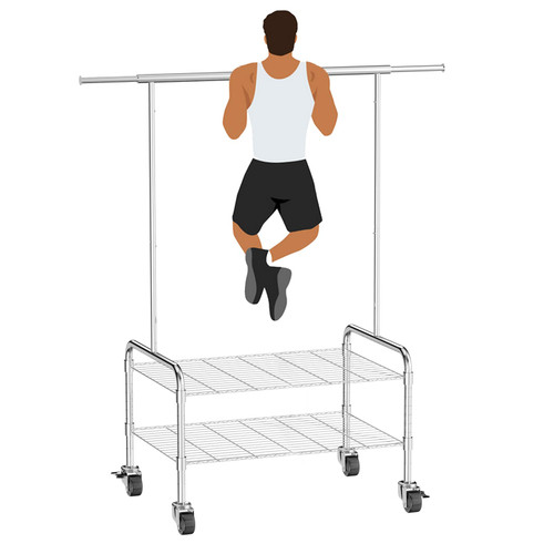 Pipleo Clothes Rack, Metal Clothing Rack with Wheels Load 620 LBS, Rolling Clothes Rack for Hanging Clothes, Collapsible Household Portable Commercial Garment Rack With Hanging Jewelry Organizer