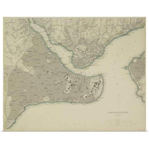 GREATBIGCANVAS Antique map of Constantinople Unframed Poster Print