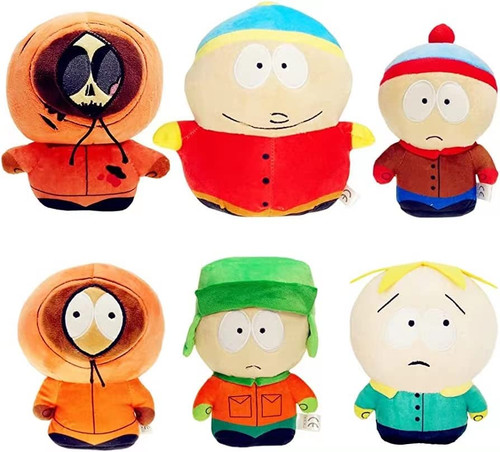 South North Park 8'' Plush Toys Set - Kyle, Cartman, Kenny, & Butter Dolls - Soft Cotton Stuffed Anime Figures for Kids & Adults (6PCS)