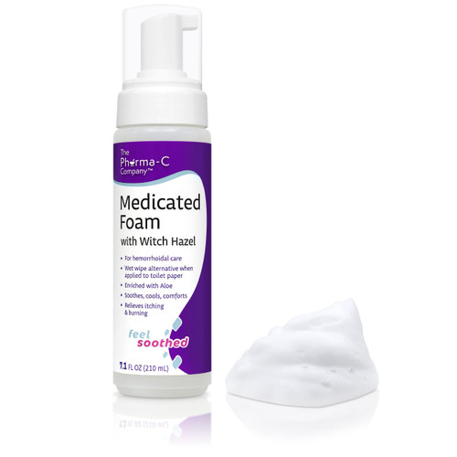 Pharma-C Medicated Foam - Witch Hazel Spray - Hemorrhoidal and Postpartum Care - Relieves Itching & Burning. Provides Gentle Cleansing of Sensitive Areas