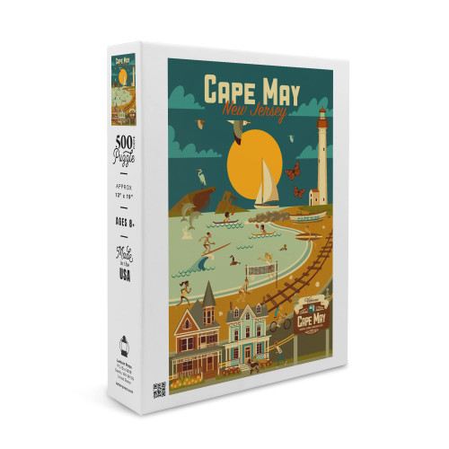 Cape May, New Jersey, Geometric, Blue Sky (19x27 inches, Premium 500 Piece Jigsaw Puzzle for Adults and Family, Made in USA) Cape May, New Jersey, Geometric, Blue Sky (19x27 inches, Premium 500 Piece Jigsaw Puzzle for Adults and Family, Made in USA)