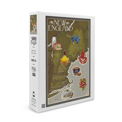 Foods of New England Map (19x27 inches, Premium 500 Piece Jigsaw Puzzle for Adults and Family, Made in USA) Foods of New England Map (19x27 inches, Premium 500 Piece Jigsaw Puzzle for Adults and Family, Made in USA)