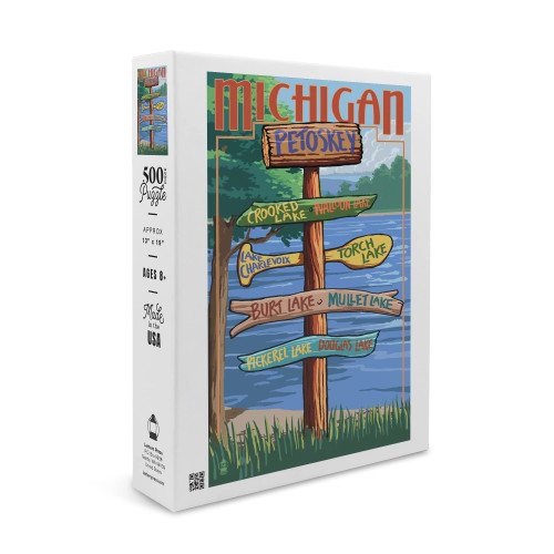 Petoskey, Michigan, Destinations Sign (19x27 inches, Premium 500 Piece Jigsaw Puzzle for Adults and Family, Made in USA) Petoskey, Michigan, Destinations Sign (19x27 inches, Premium 500 Piece Jigsaw Puzzle for Adults and Family, Made in USA)