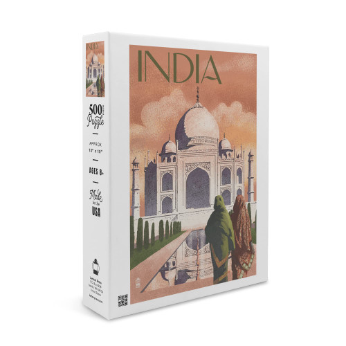 Taj Mahal, India, Lithograph Style (19x27 inches, Premium 500 Piece Jigsaw Puzzle for Adults and Family, Made in USA) Taj Mahal, India, Lithograph Style (19x27 inches, Premium 500 Piece Jigsaw Puzzle for Adults and Family, Made in USA)