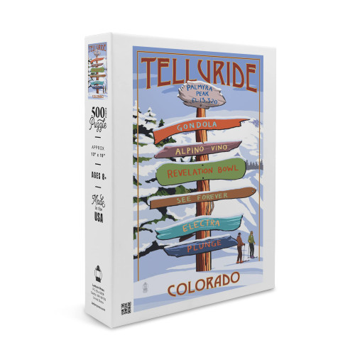 Telluride, Colorado, Palmyra Peak, Signpost (19x27 inches, Premium 500 Piece Jigsaw Puzzle for Adults and Family, Made in USA) Telluride, Colorado, Palmyra Peak, Signpost (19x27 inches, Premium 500 Piece Jigsaw Puzzle for Adults and Family, Made in USA)