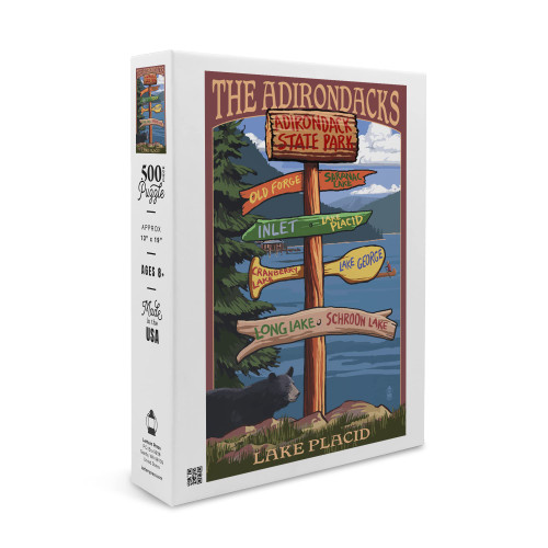 The Adirondacks, Lake Placid, Adirondack State Park, New York, Destination Signpost (19x27 inches, Premium 500 Piece Jigsaw Puzzle for Adults and Family, Made in USA) The Adirondacks, Lake Placid, Adirondack State Park, New York, Destination Signpost (19x27 inches, Premium 500 Piece Jigsaw Puzzle for Adults and Family, Made in USA)