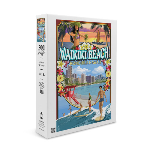 Waikiki Beach, Oahu, Hawaii, Scenes (19x27 inches, Premium 500 Piece Jigsaw Puzzle for Adults and Family, Made in USA) Waikiki Beach, Oahu, Hawaii, Scenes (19x27 inches, Premium 500 Piece Jigsaw Puzzle for Adults and Family, Made in USA)