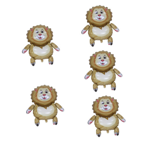 Alasum 5pcs lion balloon Balloons wild lion foil balloon Lion Woodland Balloon Inflatable Animals Birthday Party Supplies animal head foil balloon accessories jungle 4d Aluminum film