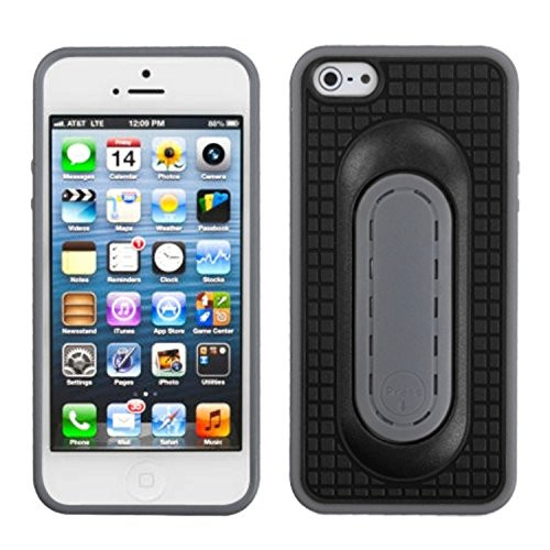 MyBat Stand Protector Cover for Apple iPhone 5S/5 - Retail Packaging - Black Snap Tail