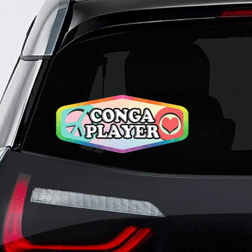 Makoroni - Peace Love Conga Player Music Car Laptop Wall Sticker Decal - 8"x4", e99