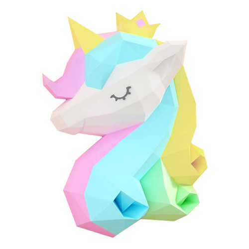 WLL-DP Unicorn Head Paper Sculpture 3D Origami Puzzle Paper Toy Personalized Handmade Game Geometric Paper Craft DIY Paper Model Wall Decoration