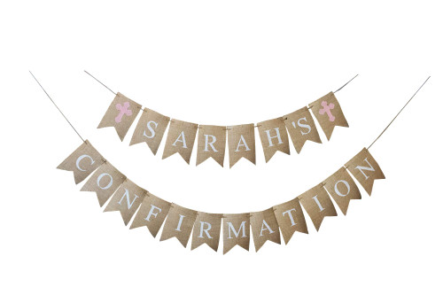 Swanky Party Box | Pink Cross Personalized Confirmation Banner Decoration