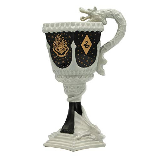 Silver Buffalo HP11833D Harry Potter Hogwarts Gold Crest Sparkles 3D Sculpted Ceramic Mug, 20-ounces, Black and White