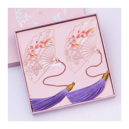 XIAOSAKU Bookmarks 2 Pack Creative Metal Bookmarks Exquisite Hollowed Bookmarks Retro Classic for Readers?Tassel+Pendant? Bookmarks for Book Lovers (Color : A)