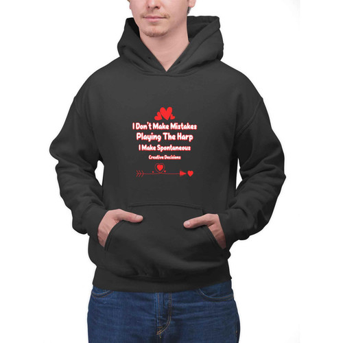 Harmonious Gift for Music Lovers, Christmas Present for Harp Player Aunts - Harp Players Music Lovers Humor Sarcasm Men Women Multi Size Black Pullover Hoodie
