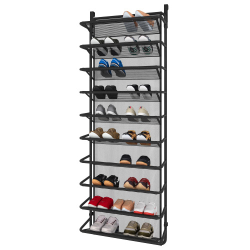 UDD Shoe Rack, 10 Tier Over The Door Shoe Organizer Shoe Shelf with Metal Hooks, Hanging Shoe Storage Rack for Closet (Black, 10 Tier)