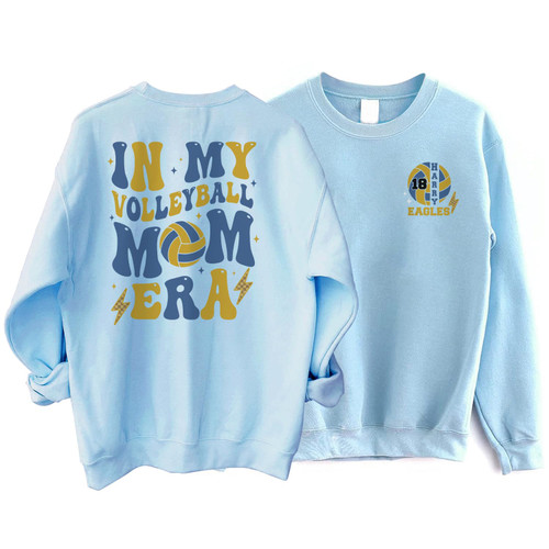 OLEKMOON Personalized In My Volleyball Mom Era Sweatshirt, Volleyball Mom Sweatshirt, Women Volleyball Sweater 2XL Light Blue