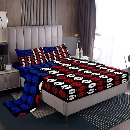 Feelyou Football Rugby Bed Sheets Kids American Football Helmet Sheet Set for Boys Teen Sports Red Blue White Decor Bed Set Ball Games Sheets Bedroom Collection 3Pcs Twin Size Feelyou Football Rugby Bed Sheets Kids American Football Helmet Sheet Set for Boys Teen Sports Red Blue White Decor Bed Set Ball Games Sheets Bedroom Collection 3Pcs Twin Size