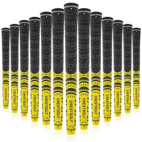 Golf Grips,Standard MultiCompound Hybrid Golf Club Grips All-Weather Control Thread Technology Rubber,13 Grips(Yellow,standard)