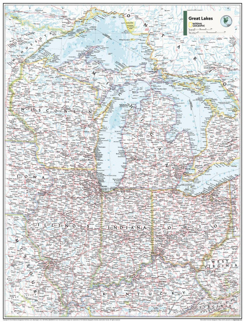 National Geographic Maps: Great Lakes U.S.A Wall Map - 31 x 24 inches - Front Lamination National Geographic Maps: Great Lakes U.S.A Wall Map - 31 x 24 inches - Front Lamination