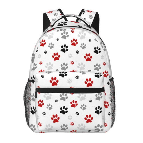 MANQINF Colorful Dog Paw Print Backpack,Cute Bookbags Laptop Bag Shoulder Bags Travel Hiking Camping Daypack for Men Women