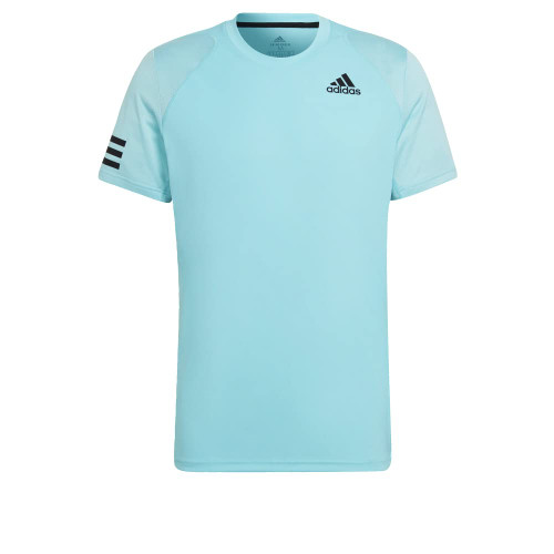 adidas mens Club Tennis 3-stripes Tee Shirt, Pulse Aqua/Black, X-Small US