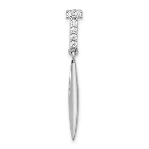 925 Sterling Silver Rhodium Plated Polished CZ Cubic Zirconia Simulated Diamond Pointed Chain Slide Pendant Necklace Measures 35x2.8mm Wide 1.9mm Thick Jewelry Gifts for Women 925 Sterling Silver Rhodium Plated Polished CZ Cubic Zirconia Simulated Diamond Pointed Chain Slide Pendant Necklace Measures 35x2.8mm Wide 1.9mm Thick Jewelry Gifts for Women