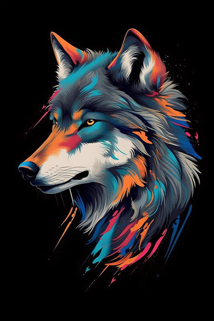 Wolf Diamond Art Painting Kits for Adults Full Drill Colorful Wolf Diamond Dots Paintings for Beginners Round 5D Abstract Diamonds Gem Art Painting Kits Home Decor 20x24 inch