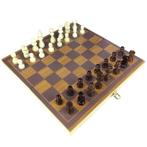KOAIUS Chess Game Chess Set 11.5x11.5in Folding Wooden Standard Chess Game Board Set with Wooden Crafted Pieces and Chessmen Storage International Chess Gift Chess Chess